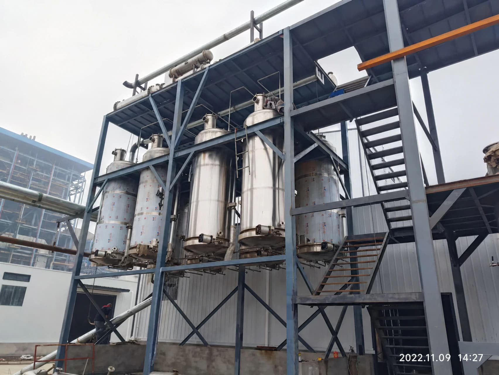 Botanical extraction equipment at a manufacturing facility